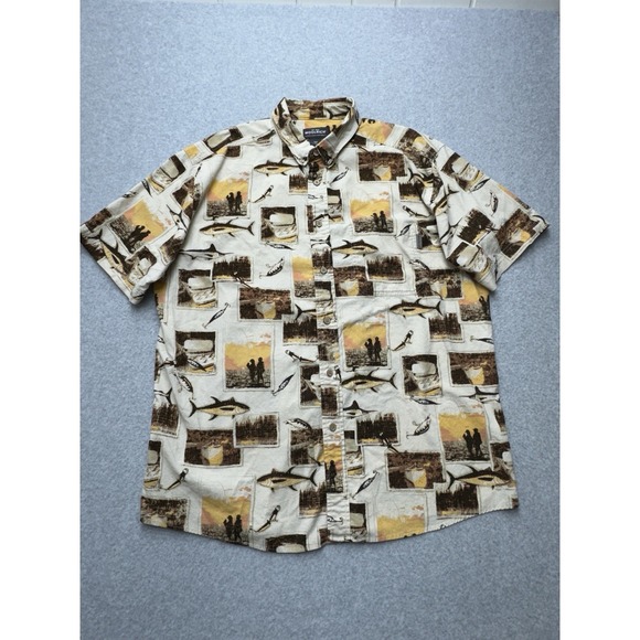 Woolrich Other - Woolrich Shirt Mens Extra Large Multi Fish Photo‎ Casual Outdoor Camping Fishing